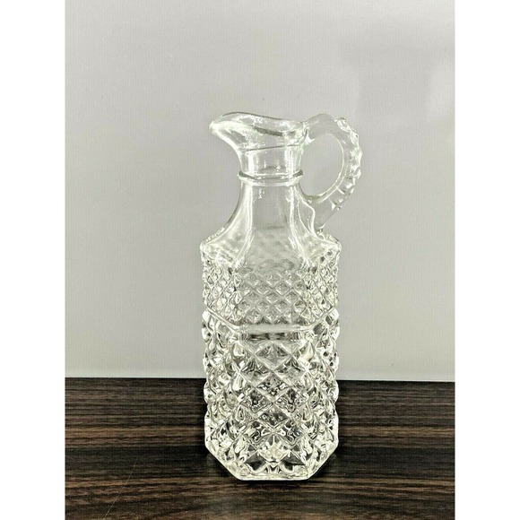 Vintage Anchor Hocking Wexford Clear Diamond Vinegar/Oil Cruet no Stopper USA - Picture 2 of 12